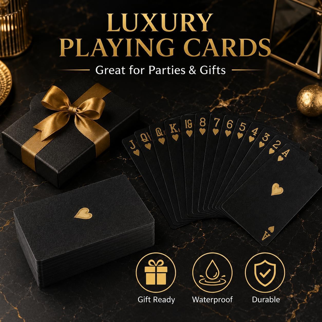 Waterproof Black Gold Playing  - đánh giá và giá Cooperative Card Game